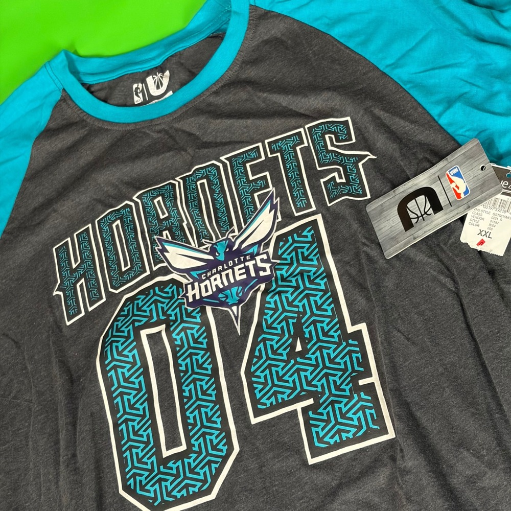 Charlotte Hornets rue21 04 NBA U Raglan Shirt Womens 2X Gray/Teal Jersey Tee NWT